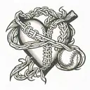 heart and baseball laces  tattoo design idea