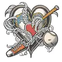 heart and baseball laces  tattoo design idea