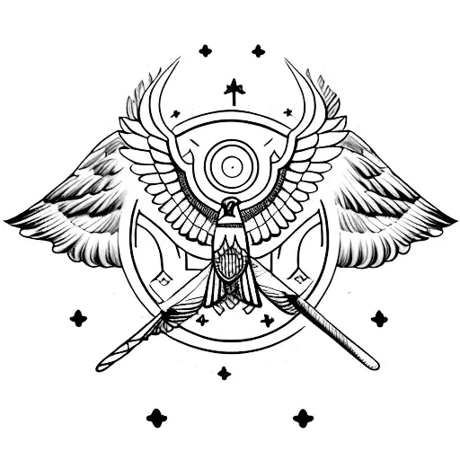 A soaring eagle carrying a weight plate, representing the pursuit of dreams and physical strength tattoo design idea