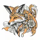 orange fox full body tattoo design idea
