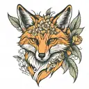 orange fox full body tattoo design idea