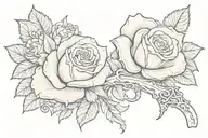 a dog bone split in half and in one of the two halves, a rose blooms from it.  tattoo design idea