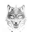 A fierce wolf in a samurai armor training at the gym tattoo design idea