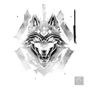A fierce wolf in a samurai armor training at the gym tattoo design idea