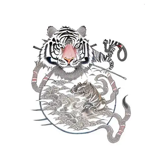 Old school (tattoo) Irezumi Felidae Bengal tiger, traditional chinese  painting transparent background PNG clipart | HiClipart