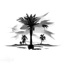 palm tree and cowboy boots tattoo design idea
