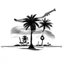 palm tree and cowboy boots tattoo design idea