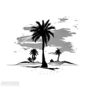 palm tree and cowboy boots tattoo design idea