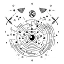 A minimalist tattoo of a Sagittarius constellation formed by coffee beans tattoo design idea