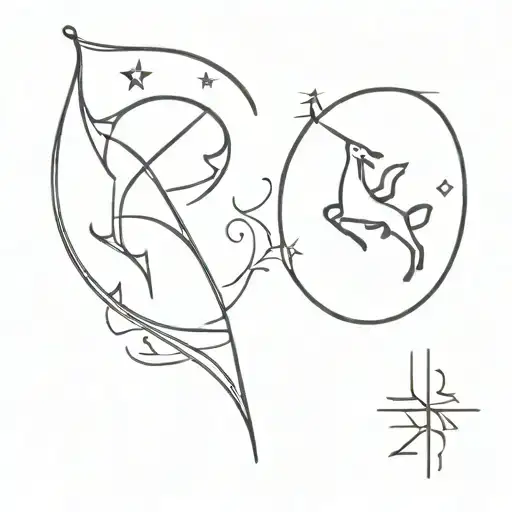 gemini and sagittarius zodiac sign tattoo design idea
