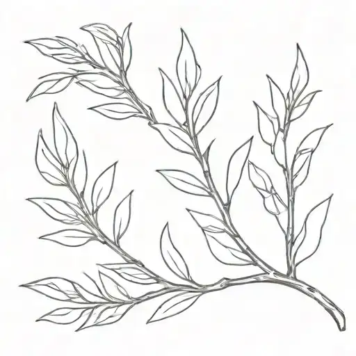 A minimalist tattoo design of a laurel branch with sea  tattoo design idea