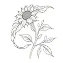 A minimalist tattoo design of a sunflower intertwined with a laurel wreath, symbolizing sea tattoo design idea