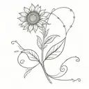 A minimalist tattoo design of a sunflower intertwined with a laurel wreath, symbolizing sea tattoo design idea