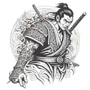 Create a tattoo of a yakuza warrior in a traditional Japanese setting, with intricate details and shading tattoo design idea