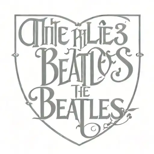 The Beatles logo incorporating the sentence "in my life I've loved them all". The logo is not filled or coloured. tattoo design idea
