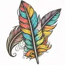 rainbow feather  tattoo design idea