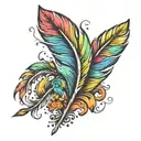 rainbow feather  tattoo design idea