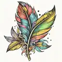 rainbow feather  tattoo design idea