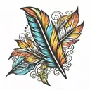rainbow feather  tattoo design idea