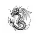 dragon, 7, flames, hot chick tattoo design idea