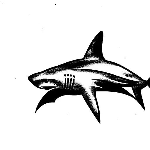 Black and Grey Blacktip Shark Tattoo Idea  BlackInk