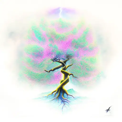 lightning tree tattoo design idea