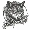 wolf surrounded tattoo design idea