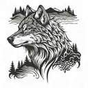 wolf surrounded tattoo design idea