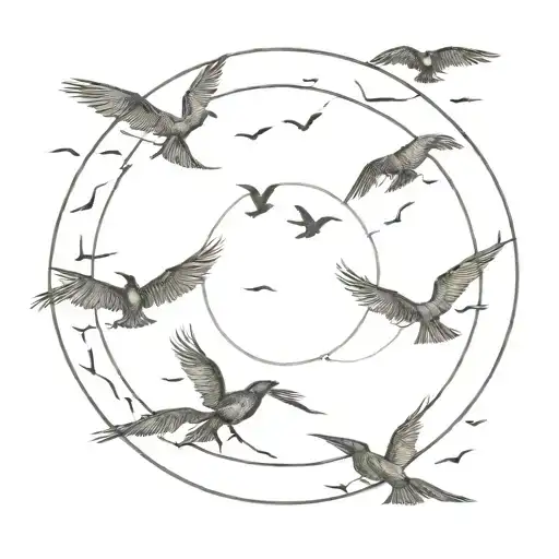 circle of crows flying ourobouros design tattoo design idea