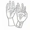 two separate skeleton hands with one hand holding up four fingers and then one holding up a L tattoo design idea