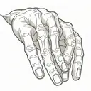 two separate skeleton hands with one hand holding up four fingers and then one holding up a L tattoo design idea