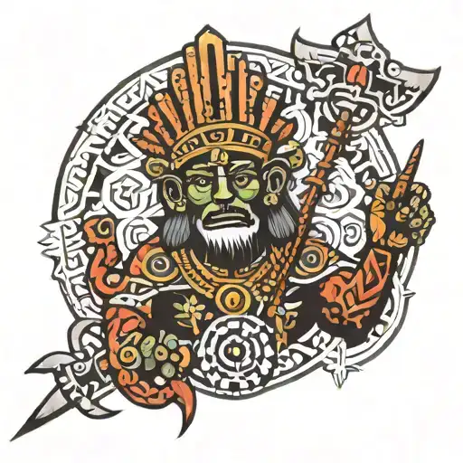 god wiracocha, god of rods inca zen geometric tattoo design idea