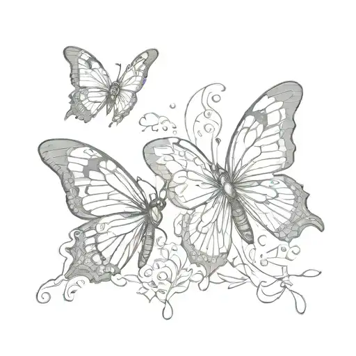 two butterflies flying with LLN  tattoo design idea