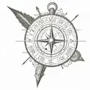 compass and clock mixed together with arrows   tattoo design idea