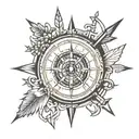 compass and clock mixed together with arrows   tattoo design idea