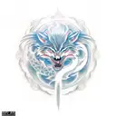 right a wolf, up a phoenix, yin yang in center and dragon left tattoo design idea