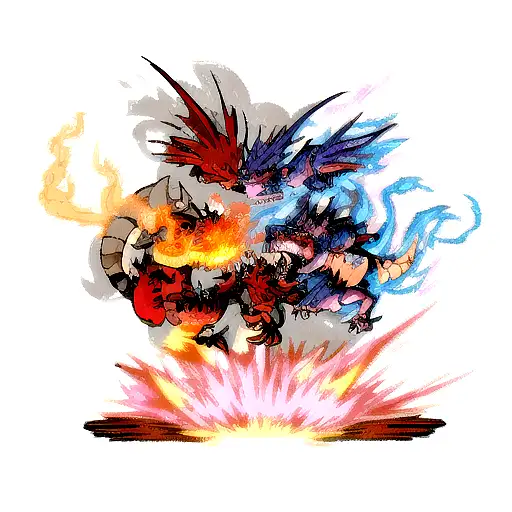 dragon battling a knight with fire breath tattoo design idea