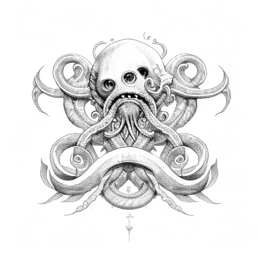 Kraken with anvil tattoo design idea