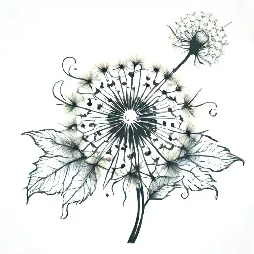 dandelion transforming tattoo design idea