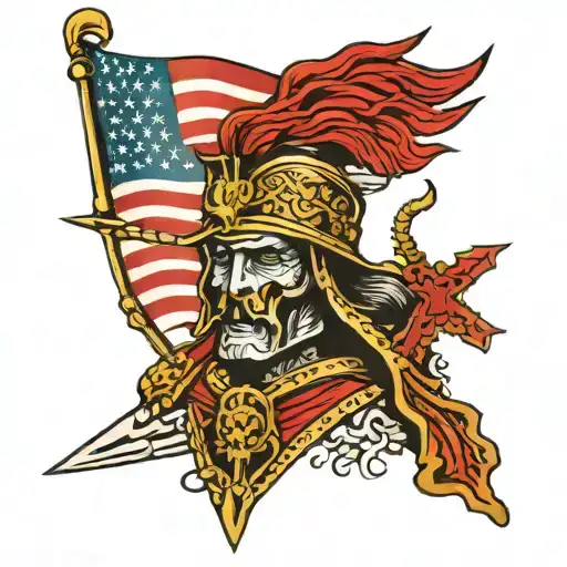  immortal patriot warrior tattoo design idea