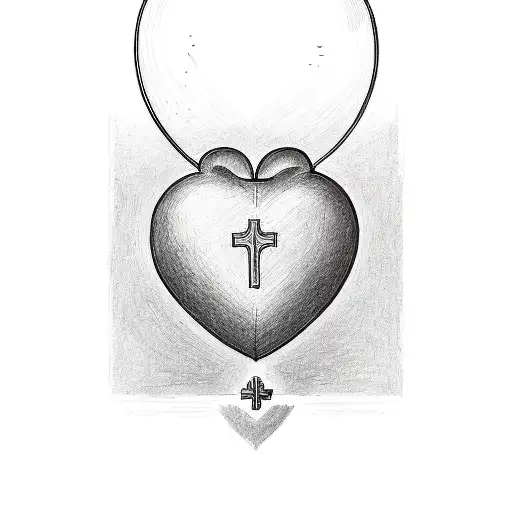 A minimalist design of a heart with a cross inside, symbolizing the love and sacrifice of Jesus tattoo design idea
