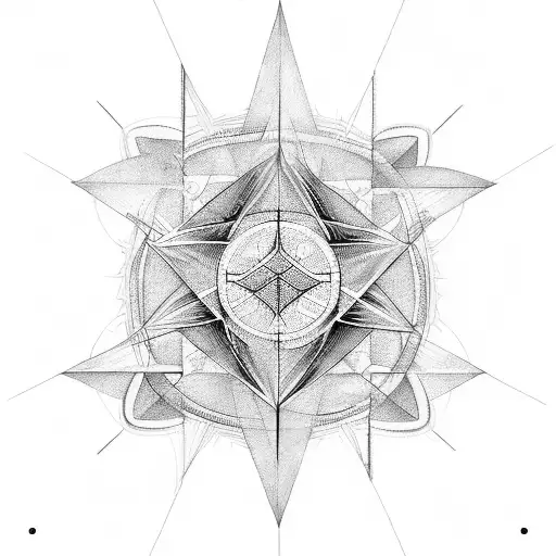 An abstract representation of the Holy Trinity using geometric shapes and lines, showcasing the interconnectedness of faith and medicine tattoo design idea