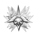 lightning bolts in the background with an eagle with spread wings and a crown above it tattoo design idea