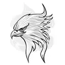 lightning bolts in the background with an eagle with spread wings and a crown above it tattoo design idea
