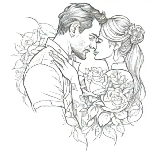 married couple embracing tattoo design idea