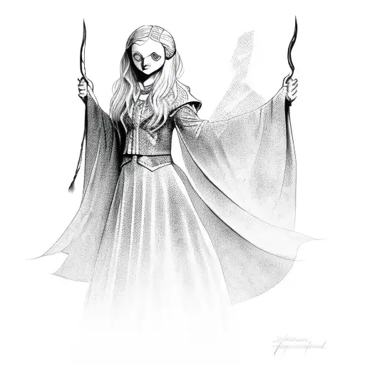 Luna Lovegood in Ravenclaw robes tattoo design idea