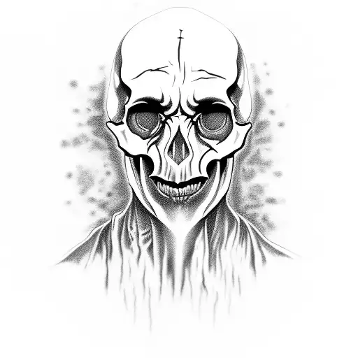Lord Voldermort skull with curse tattoo design idea