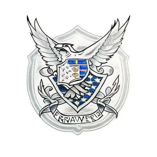 Ravenclaw from Harry Potter with the shield and ribbon with a bit of colour tattoo design idea