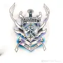Ravenclaw from Harry Potter with the shield and ribbon with a bit of colour tattoo design idea