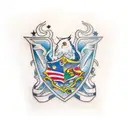 Ravenclaw from Harry Potter with the shield and ribbon with a bit of colour tattoo design idea